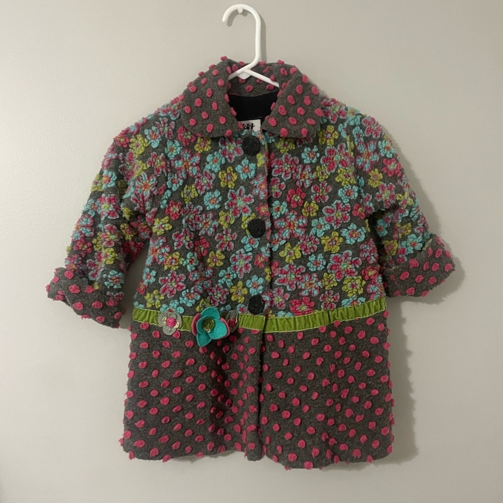 Corky & Company Floral/Polka dot Coat and Matching hat